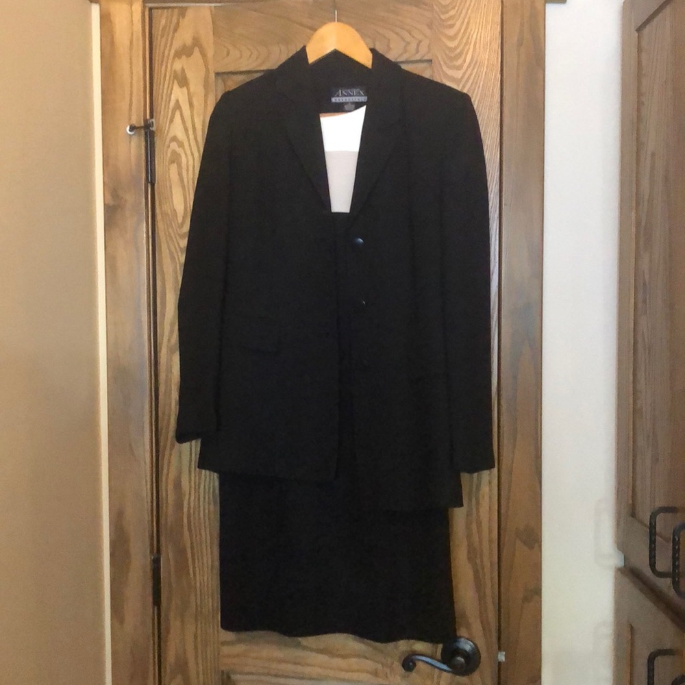 2 piece color block sheath and black jacket